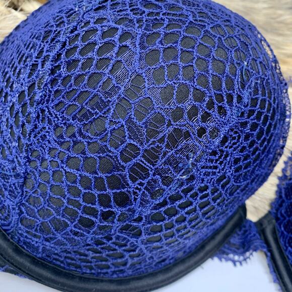 Victoria's Secret Very Sexy Push Up Bra 32DDD Blue Floral Lace Sexy Coquette - Picture 9 of 9